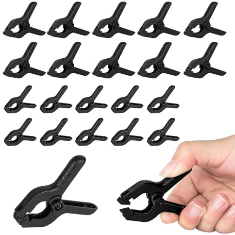 EMART 20 Pack Heavy Duty Muslin Spring Clamps, Professional Nylon Backdrop Clips for Photography Studio, Photo Booth, Backdrop Stand, Paper, Woodworking, Crafts, Tarp-10x3inch & 10x2inch,Black