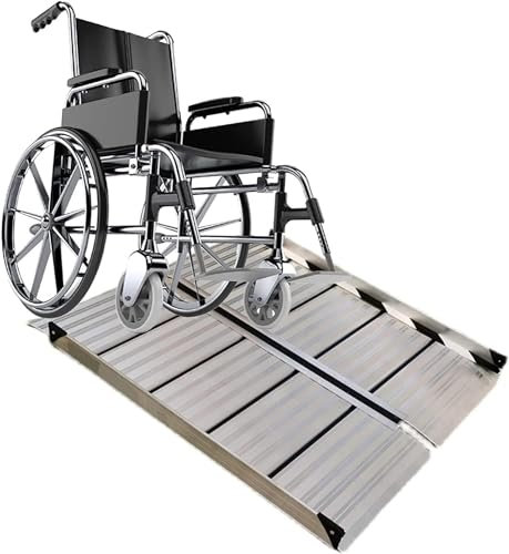 HTDRE Rollstuhlrampen Rollstuhlrampe Rollstuhlrampe Tragbare Aluminium Schwellenrampengriff Faltbare Rollerrampe Stufen Treppen Bordsteinrampen Eingangsbereich (Size : 88cm x 75cm)