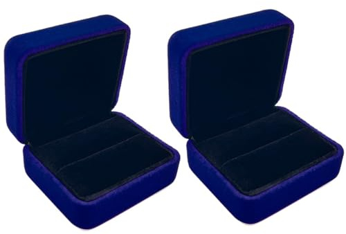 GBYAN 2 Stück Ringschachtel, Ringetui Samt Ring Box, Schmuck Geschenkbox für Verlobung, Heiratsantrag, Hochzeit, Blau