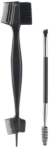 Eyebrow Brush, 2 Pieces Eyelash Comb Double Ended Eyelash Brush, Eyebrow Brush, Portable Eyelash Separator for Modifying Eyebrows and Eyelashes, Makeup Tools