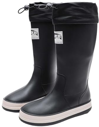 Gummistövlar dam höga, regnstövlar dam fodrade regnskor vattentäta stövlar halkfria trädgårdsskor unisex utomhusskor gummistövlar långa halkfria fritidsskor slip-stövlar, svart, 38 EU