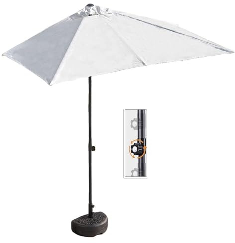 Paraguas de media sombrilla – Altura ajustable, base de agua, toldo rectangular, marco de acero para jardín y balcón