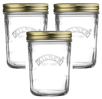 ASA® Kilner Glass Wide Mouth Preserve Jar with Vacuum Seal Lid Storage Jar for Preserving Whole Fruits, Vegetables, Pickles & Jams 0.35L (3)
