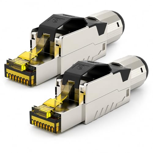 RedStar24 Connettore RJ45 senza attrezzi CAT 8 - Connettore di rete per cavo di posa AWG 22-24 - Cavo di rete LAN CAT8 CAT7 - Schermato - LSA convertibile - 40 Gbps - 2 pezzi
