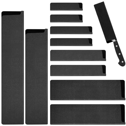 XTUDOU® 10 Pezzi Guaina Proteggi Coltelli, Copri Lama Coltelli Cucina In Abs, Fodero per Coltello da Cucina Nera con Fodera in Velluto, Adatto per Foderi per Coltelli E Protezioni per Lame