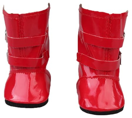 Codulu Puppenschuhe für 45,7 cm große amerikanische Puppe, lässige rote Stiefel, Outfits, Kostümzubehör für 43–46 cm große Mädchenpuppe