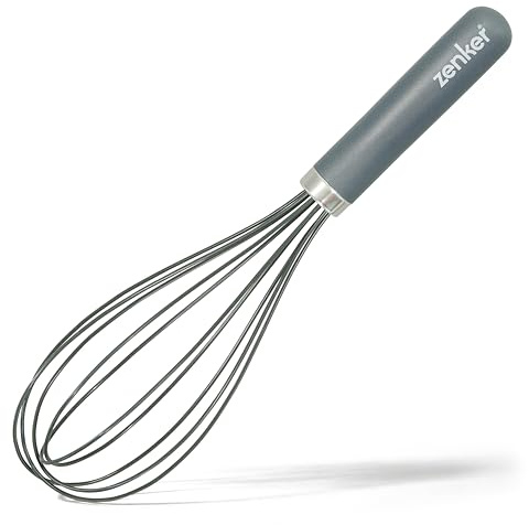 Zenker Wire Balloon Whisk with Silicone Non-Stick Flexible Head, Grey 29cm | Safe for Coated Cookware, Plastic Handle, for Baking and Whipping Cream, Dishwasher Safe