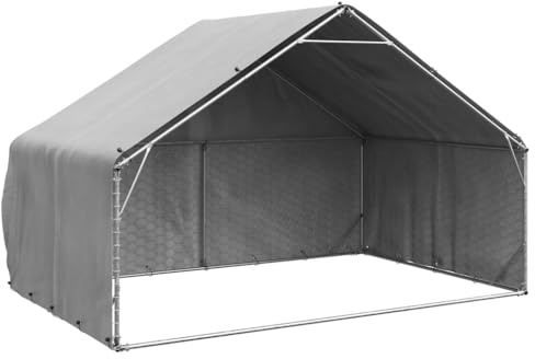 Mokuyary Hundhus utomhus med lock, 3 x 2 x 1,9 m, galvaniserat stål utomhus inhägnad för hundar och valpar, trädgårdshus