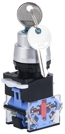 1 pz 22 mm LA38-11Y2/LA38-20Y3 Interruttore a manopola autobloccante/a scatto con chiave 10 A/440 V Interruttore selettore a 2 posizioni e 3 posizioni Base blu(2position)
