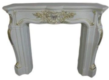 Kaminumrandung Kaminverkleidung Barock Kamin Umrandung Farbe: weiß mit Gold Breite 140cm