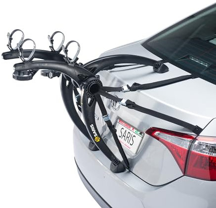 Saris Bones Car Trunk Bicycle Rack Carrier, Mounts 2 Bikes, Black - Durable, Rust-Free, Anti-Sway Straps, Fits Most Vehicles, Made in USA, Arc-Based Design, 100% Recyclable Materials