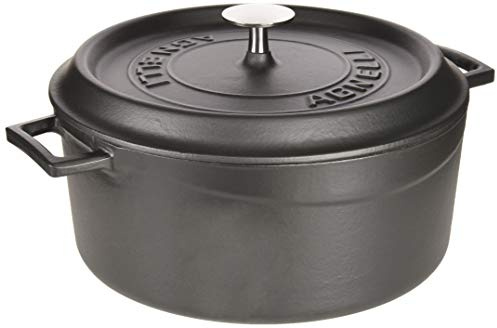 Pentole Agnelli COGHSRP10428M Cacerola con Asas y Tapa, Hierro Fundido, Negro Mate, 6.7 Litros