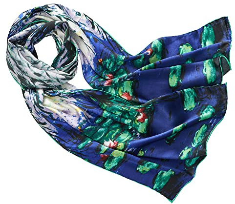 Prettystern Damen 160cm Seidenschal aus 100% Seide mit van Gogh Kunst-Motiv Silk Scarf