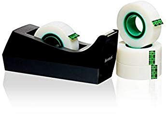 Scotch Dispenser per nastro adesivoC38, nero + Nastro adesivo invisibileMagic, 19 mm x 33 m, 4 rotoli/confezione