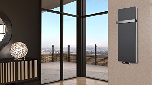BADHEIZKÖRPER Design Mirror Steel 5 120x47cm 1458 W anthrazit +1 Halter 50mm SZAGATO Handtuchwärmer Handtuchtrockner Handtuchhalter Paneelheizkörper vertikal Mittelanschluß Flachheizkörper