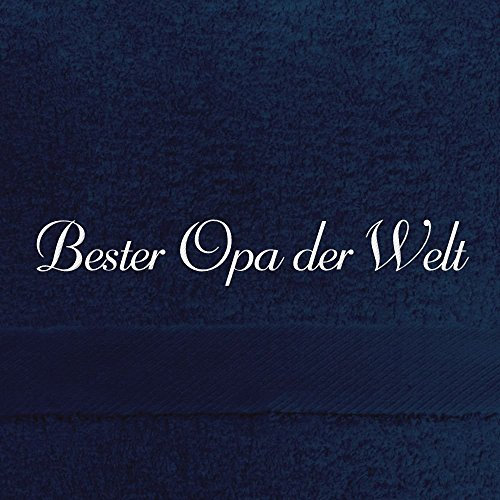 digital print Gästehandtuch mit Namen Bester Opa der Welt Bestickt, 40x60 cm, dunkelblau, extra Flauschige 550 g/qm Baumwolle (100%), Handtuch mit Namen besticken, Gästetuch mit Bestickung