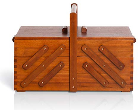 Prym 612551-Scatola Scuro, L Cestino da Cucito, Legno, Marrone, L