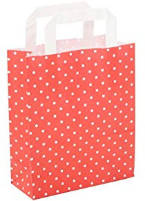 Papiertragetasche 18+8x22cm rot mit weißen Punkten Größe 250 Stück