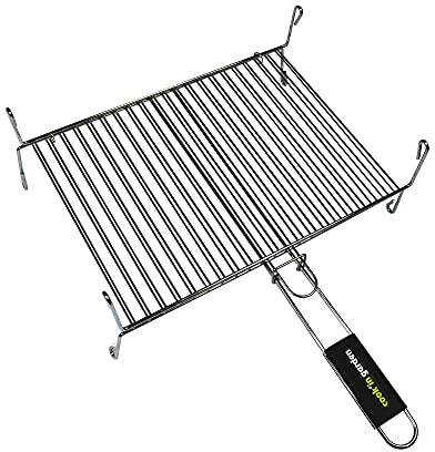 Cook’in Garden - Grille à Pied Double, 1 Poignée, Dimensions 40 × 30 cm, Résistante aux Flammes et Hautes Températures, Manche Soft Touch Facile à Utiliser, Grille Compatible Multi-Marques