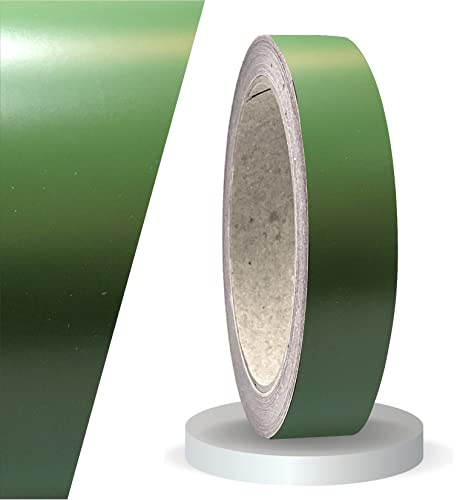 siviwonder Zierstreifen selbstklebend Folie Army Green Matt 20 mm x 10 m Rolle Dekorband Auto Motorrad Boot Fahrrad Wohnwagen Helm Pinstripe Klebeband für Konturmarkierung Linien Dekoration Folienband