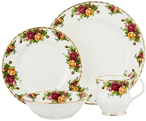 Royal Albert 1051425 Old Country Roses - Vajilla (4 piezas), diseño de rosas