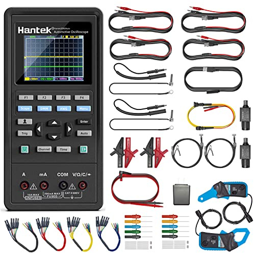 Hantek Professional Automotive Oscilloscope 2D82AUTO, 4 in 1 Handheld Oscilloscope Multimeter, Digital USB Oscillograph with 2 Channels 80 MHz Bandwidth, 2D82 III