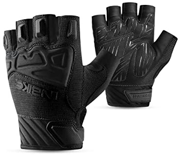 INBIKE Fahrradhandschuhe Herren Halbfinger MTB Handschuhe Mountainbike Sommer Kurz Rennrad Fahrrad Radhandschuhe Fingerlos Bekleidung Männer Damen Schwarz L