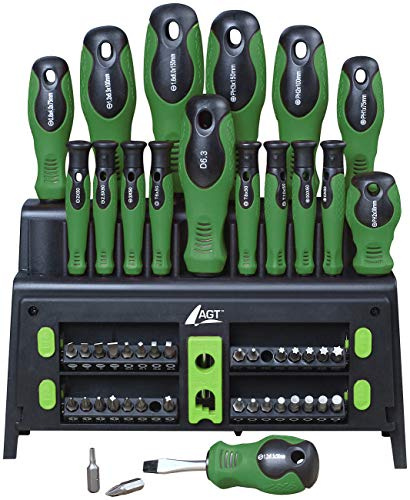 AGT Professional Werkzeuge: 50-teiliges Schraubendreher- und Bit-Set mit Wandhalterung (Torx-Schraubendreher-Bit-Set, Magnet, Koffer)
