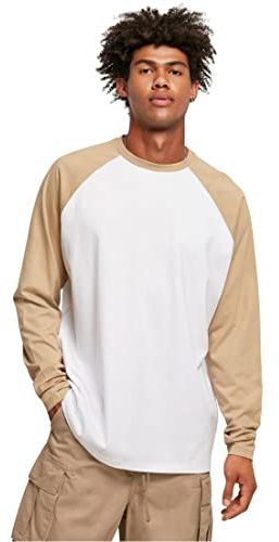 Urban Classics Herren Organic Oversized Raglan Longsleeve T-Shirt, White/unionbeige, 3XL