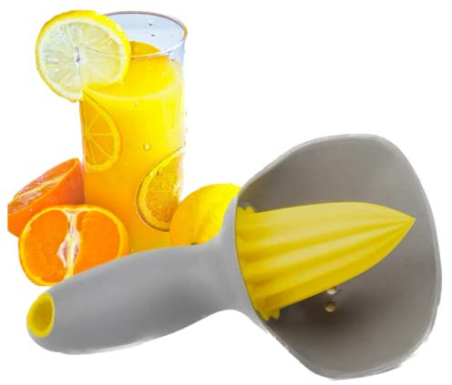 Squzies Lemon Juicer Reamer – Manual Citrus Squeezer with Wide Pip Catcher & Non-Slip Handle | Handheld Lemon Lime Press for Kitchen & Bar | Easy to Clean, BPA-Free, Grey