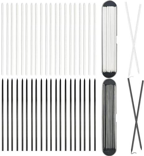Lechengjia 40 Pcs Minas de Lápiz de Carpintero Minas de Repuesto de 2,8mm, Sólidas, de Agujero Profundo, Minas de Marcador, Minas de Lápiz de Construcción, Blanco/Negro