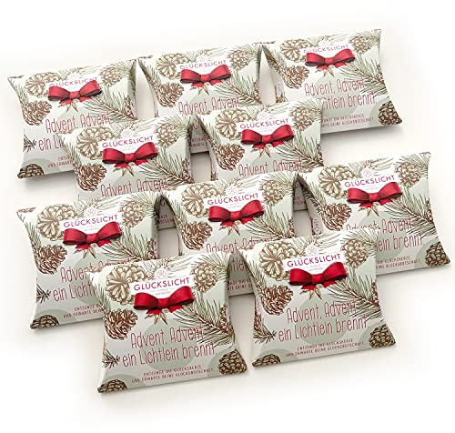 Glückslicht in der Geschenkbox mit der ausgestanzten Schleife | Emotion | Advent, Advent ein Lichtlein brennt | Mit weihnachtlichem Motiv | 10er-Set