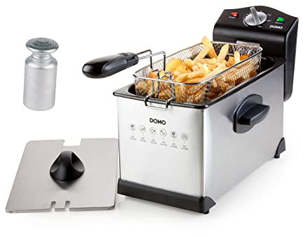 Friggitrice in acciaio inox con coperchio, 2000 Watt, 3 litri