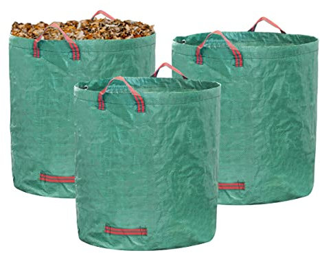 STI Kit 3 Pezzi Sacco 272Lt Giardinaggio Rifiuti Giardino Professionale Antistrappo con Manici Ripiegabile