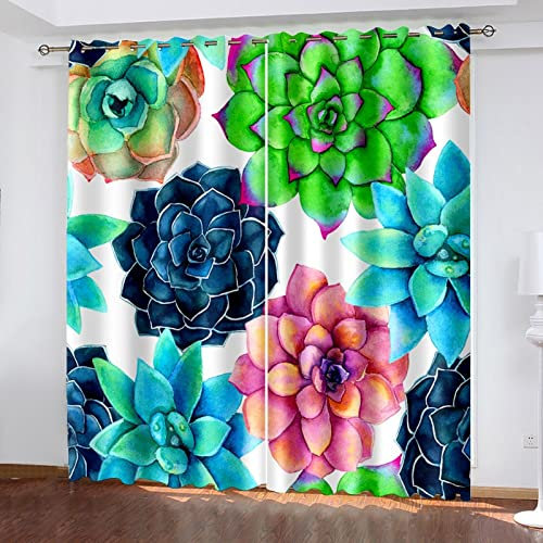 MTBDyyds Bunt Stilvoll Blumig 220X215Cm Verdunkelungsvorhänge 3D Drucken Verdunklungsvorhänge Kinderzimmer 2 Stück Vorhang Blickdicht Ösenschal Kindergardinen Junge Verdunklungsgardine