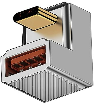 xiwai Adattatore da USB 3.1 tipo C maschio a USB 3.0 A femmina, 10 Gbps, stile Mecha, Cyberpunk, convertitore dati USB-C OTG, a forma di U, con guscio in lega angolato sul retro