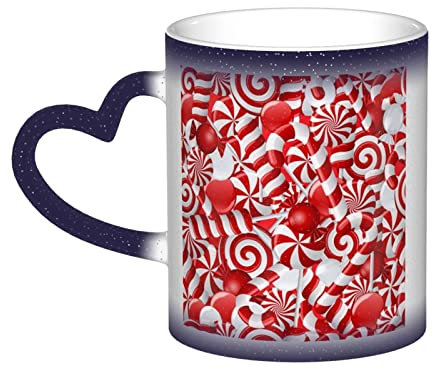 ZaKhs Kaffeetasse mit Zuckerstangen-Druck, Farbwechsel, Keramikbecher, isoliert, Reisebecher für Damen und Herren