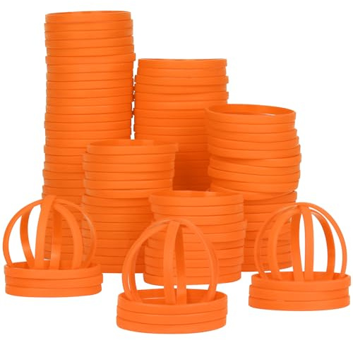LVNRIDS 100 pièces Bracelets en Silicone pour Adolescents 7 inch Bracelet en Caoutchouc élastique de Sport pour Garçons Filles Enseignants étudiants Décorations Fête orange