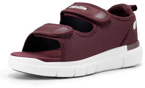 FitVille Weit Offene Diabetiker Sandalen Damen Orthopädische mit Klettverschluss Verstellbare Gesundheitsschuhe Verbandschuhe bei geschwollene Füße Reha-Schuhe Ödeme Hausschuhe Burgunderrot 41 EU Weit