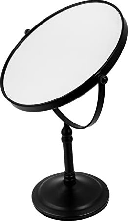 DOITOOL 1stk Doppelseitiger Schminkspiegel Beleuchteter Vergrößerungsspiegel Desktop-kosmetikspiegel Schwenkbarer Schminkspiegel Schwarze Spiegel Rotieren Tragbar Metall Schwarzer Spiegel