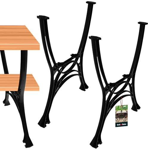 KOTARBAU Juego de 2 patas de mesa de 69 x 56 cm, estructura de aluminio para jardín, patas de mesa, patas de mesa de metal negro, patas de mesa, patas de mesa, patas de muebles, patas de mesa, patas