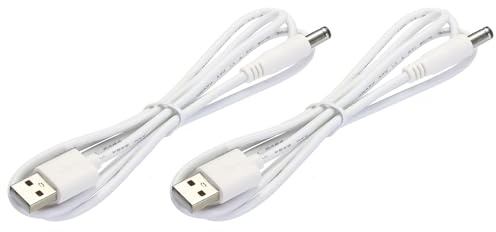 QUARKZMAN Cavo di Alimentazione USB a DC 1 M USB a DC 5,5mm x 2,5mm Cavo Alimentazione 5V Bianco per Mini Ventola Fotocamera Telefono Cellulare Tablet Dispositivi 2pz