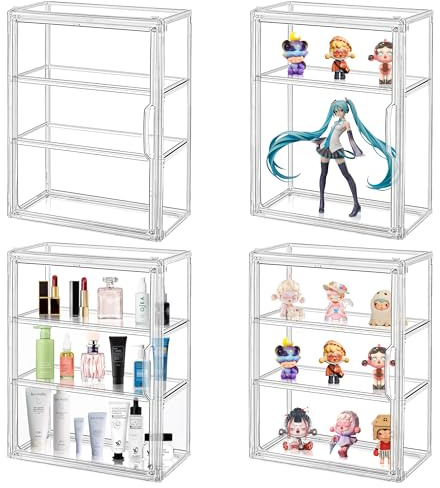 Montex Modern 3-Tier Clear Acrylic Display Case for Collectibles, Figure Display Case (2 Pack)