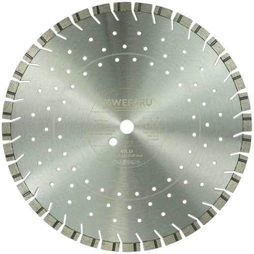 WEFARU Premium Diamantscheibe KTL 12 – Ø 350 mm, 25,4 mm Bohrung, lasergeschweißt, Kurzzahn-Turbosegmente, Diamanttrennscheibe für Beton, Stahlbeton, Granit, Pflaster, Trocken- & Nassschnitt
