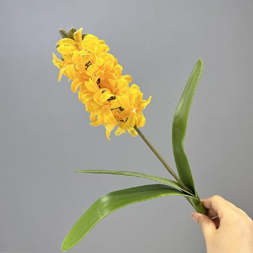 ABCWARRT 6pcs künstliche Hyazinthen 3D gedruckte Reale Touch gefälschte Blumen Hochzeit Dekor Simulation Blume lila Hyazinthe Home Hotel Dekoration (gelb)