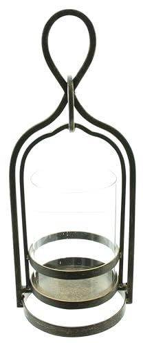 FRANK FLECHTWAREN Laterne Antik, Metall, Mattschwarz Maße: Ø 13 x 36 cm, Glaszylinder Ø 10 x 14 cm, ohne Kerze,
