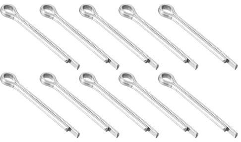 sourcing map Lot de 10 goupilles fendues en acier au carbone zingué 4 mm x 35 mm pour appareils ménagers, équipements de sport, réparation mécanique automobile (blanc)