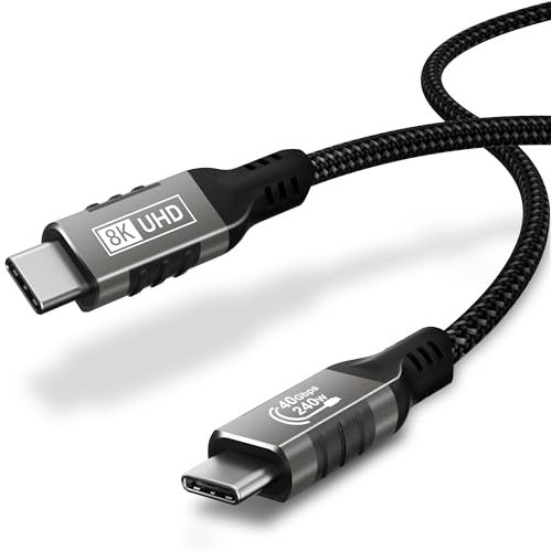 ziwodiv USB4 Kabel mit Thunderbolt 4 Kabel 30CM, 40Gbps Datenkabel, PD3.1 240W Ladekabel, 8K@60Hz 4K@144Hz HDR Videokabel, für iPhone 16/15, Macbook, iPad Pro, Dock, SSD, Display, Laptops, Hub