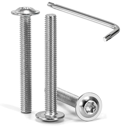 Tunejoy M5 x 40 mm Tornillos de Cabeza Alomada Torx con Brida Tornillo de Cabeza Hexagonal de Acero Inoxidable A2 V2A Tornillos Máquina con T25 Allen Rosca Completa 30 Piezas