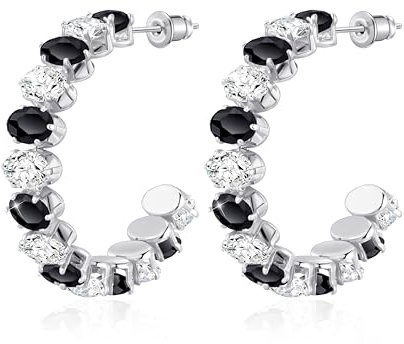 Linawe Creolen Ohrringe Edelstahl Damen, Statement Ohringe Jewelry, Hypoallergene Große Modeschmuck Ohrschmuck, Erhältlich in Gold und Silber